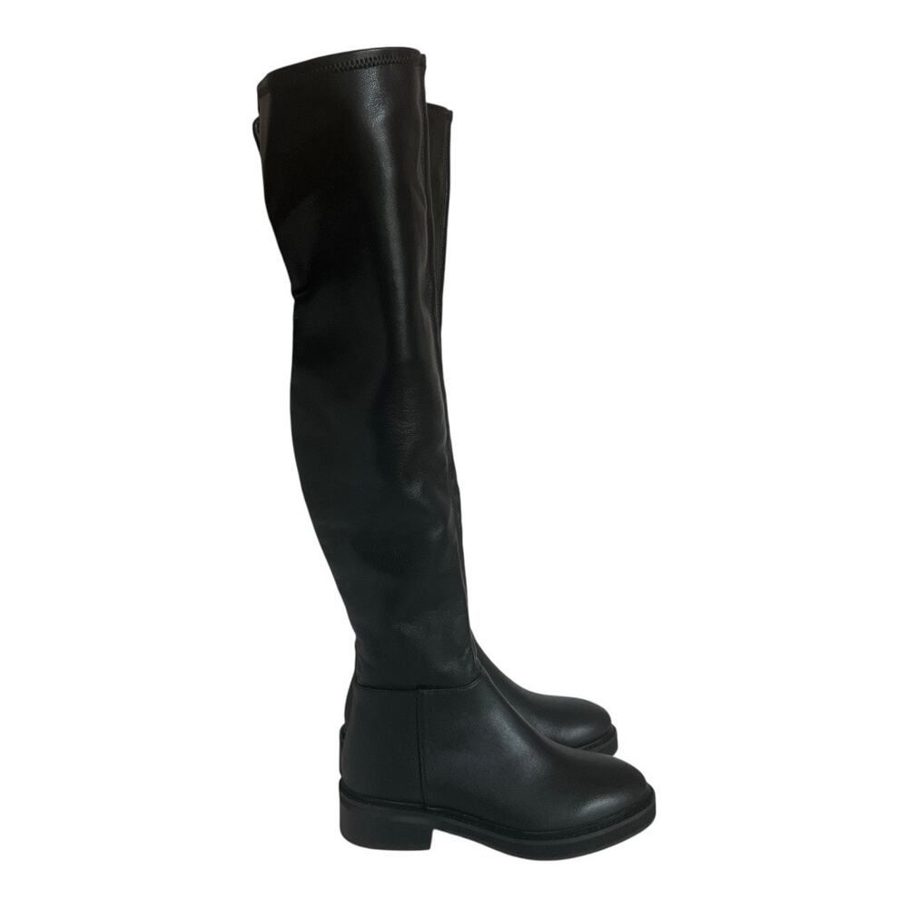 Steve Madden Larz Over The Knee Black Faux Leather Boots Size 5.5M